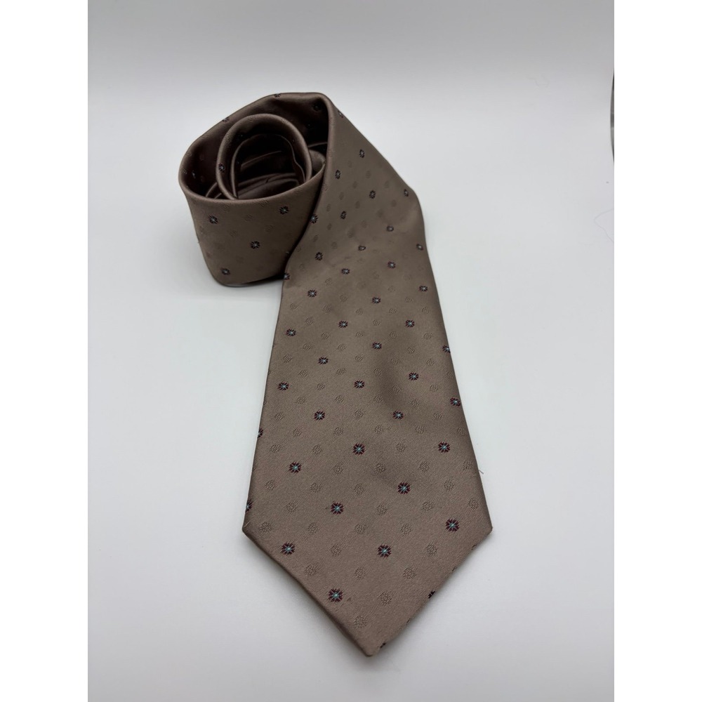 Buckingham, Taupe Patterned Gold Crown Logo, Geometric Dot Motifs, Men, Pre-Own